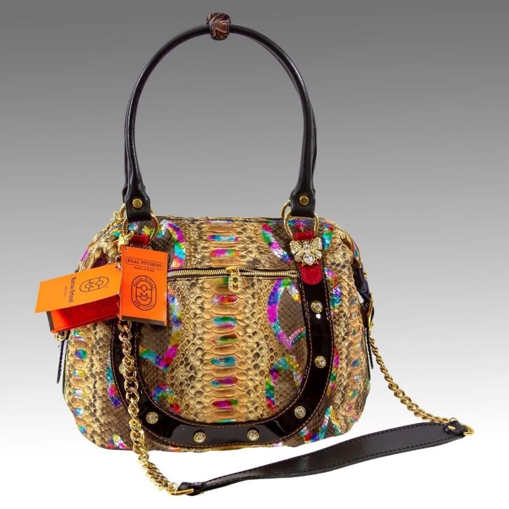 Real Python Rainbow Leather Designer Swarovski Bu… - image 4